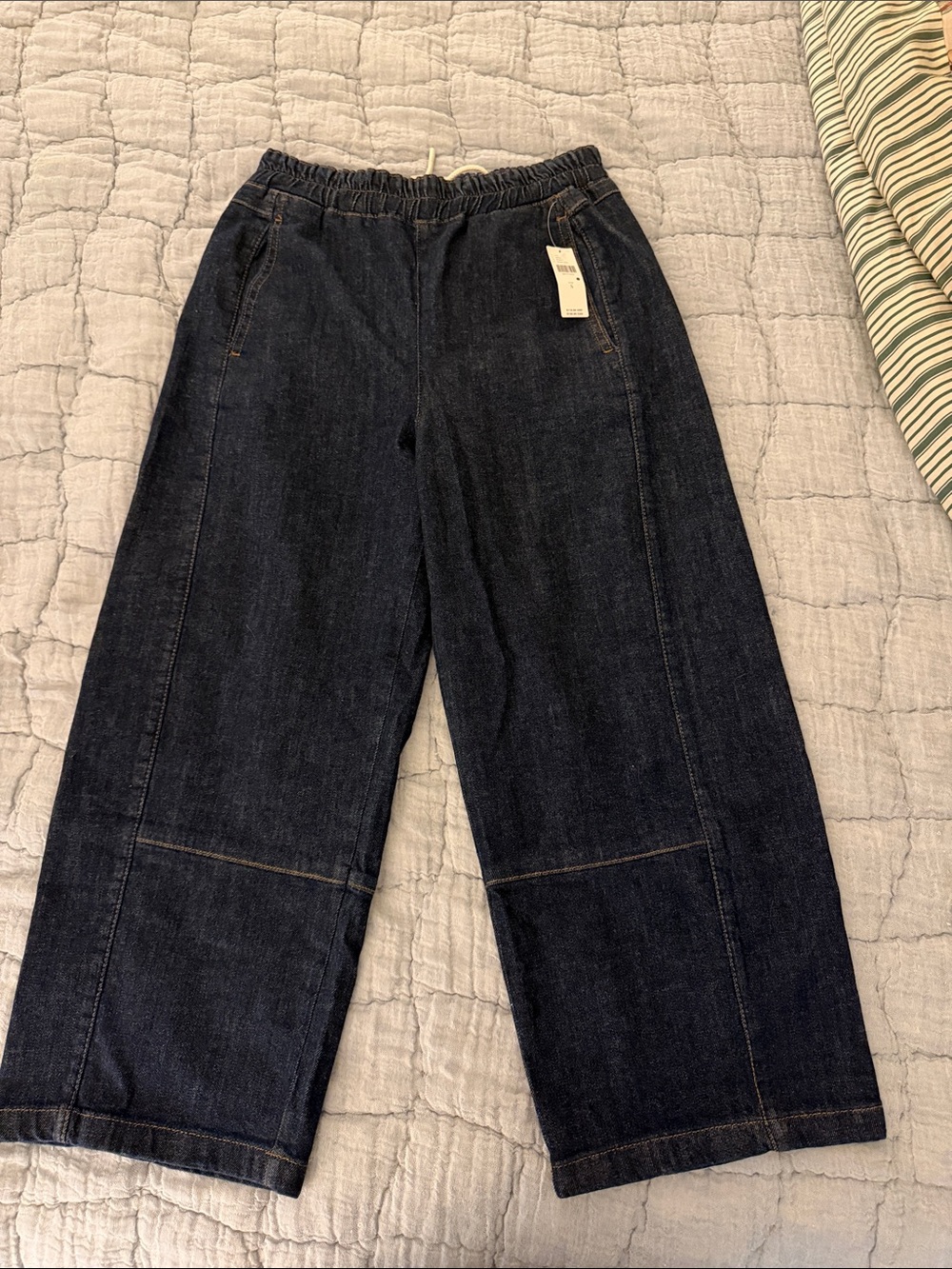 Pilcro Wide-Leg Dark Indigo Jeans